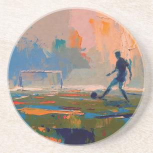Dessous De Verre En Grès "L'art du football" (Style 1) Peinture à l'huile 