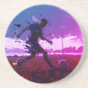 Dessous De Verre En Grès "L'art du football" (Style 3) Peinture à l'huile