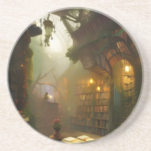 Dessous De Verre En Grès L'art fantastique de la librairie magique