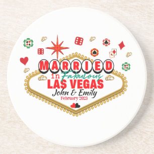 Dessous De Verre En Grès Las Vegas Marié Couple Correspondant Vacances Neva