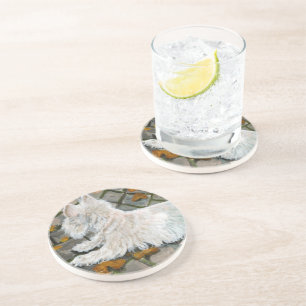 Dessous De Verre En Grès L'automne laisse Westie sur Patio