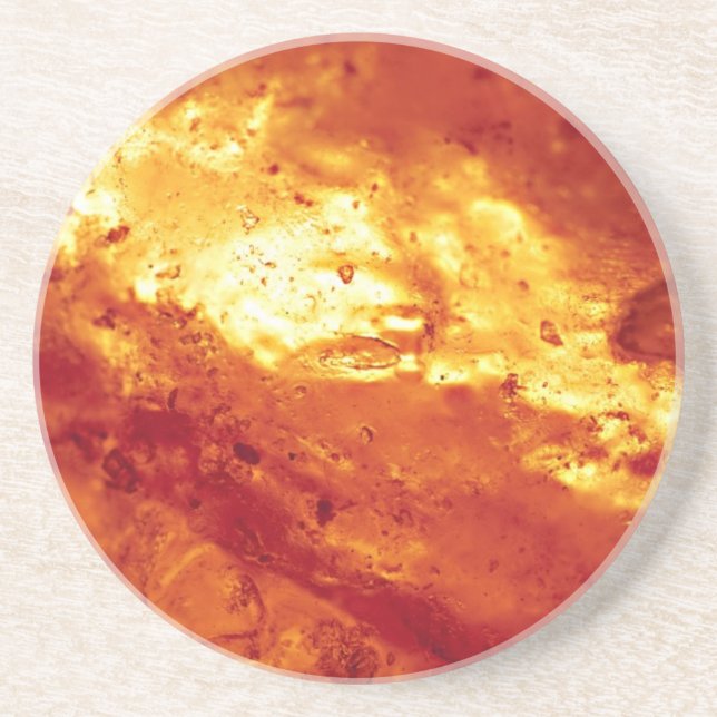 Dessous De Verre En Grès Lave chaude rouge et blanche (Devant)