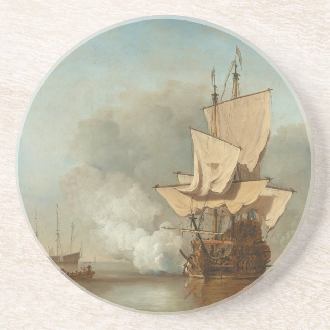 Dessous De Verre En Grès Le canon a tiré par Willem van de Velde le plus (Devant)