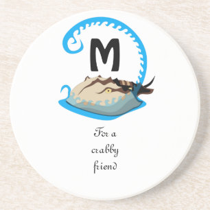 Dessous De Verre En Grès Le crabe à fer à cheval joue dans le monogramme de