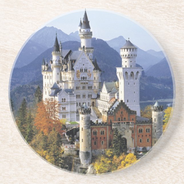 Dessous De Verre En Grès Le fantaisiste Neuschwanstein est l'un des trois (Devant)