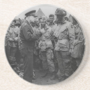 Dessous De Verre En Grès Le général Dwight D. Eisenhower avec les parachuti
