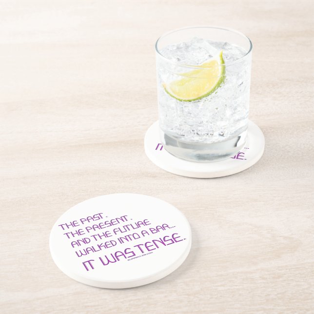 Dessous De Verre En Grès Le mot tendu de SlipperyJoe passé le violet futur  (Côté)