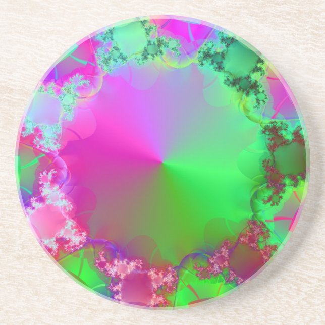 Dessous De Verre En Grès Le néon rose et le cône vert (Devant)