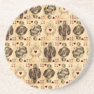 Dessous De Verre En Grès Le Roi vintage Jack Ace de la Reine de cartes de