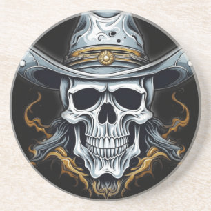 Dessous De Verre En Grès Le squelette cowboy