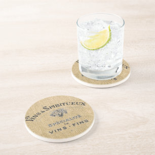 Dessous De Verre En Grès Le vin français sur Burlap