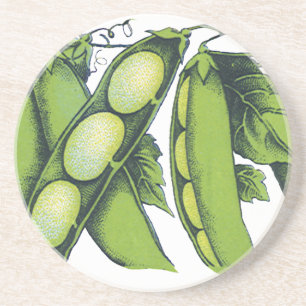 Dessous De Verre En Grès Légumes vintages ; Haricots de Lima, Aliments Agri