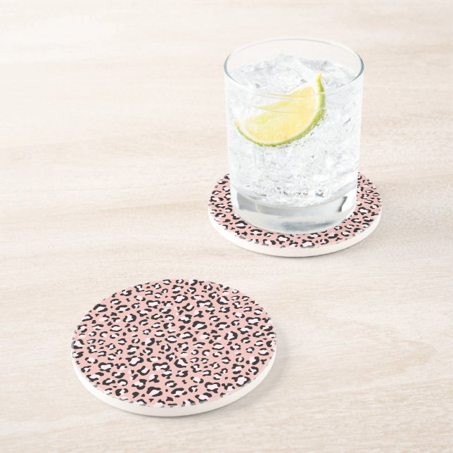Dessous De Verre En Grès Léopard Print, Léopard Spots, Rose Léopard (Côté)