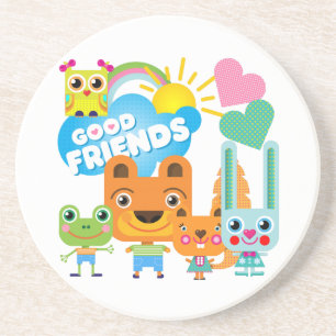 Dessous De Verre En Grès Les animaux bons amis