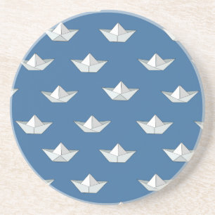 Dessous De Verre En Grès Les Bateaux Origami Sur Le Motif De L'Eau