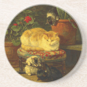 Dessous De Verre En Grès Les chatons en jeu