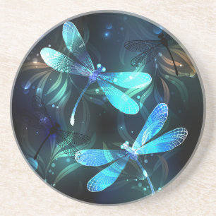 Dessous De Verre En Grès Les libellules du lac