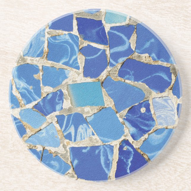 Dessous De Verre En Grès Les mosaïques de Gaudi à l'huile (Devant)