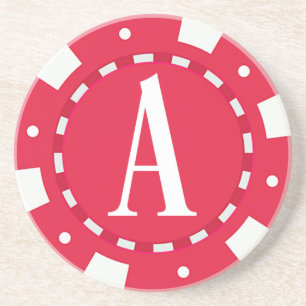 DESSOUS DE VERRE EN GRÈS LETTRE D'ENTRÉE DU MONOGRAMME DE POKER DE CASINO R