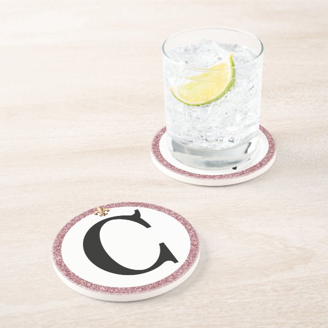 DESSOUS DE VERRE EN GRÈS LETTRE DRESSAGE ARENA AVEC ROSE (Côté)