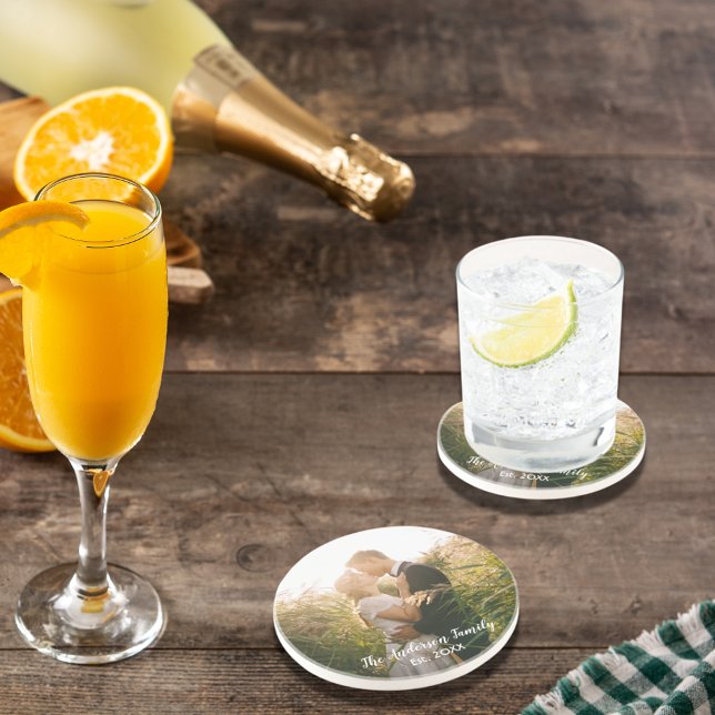 Dessous De Verre En Grès Lettres blanches de mariage personnalisées (Créateur téléchargé)