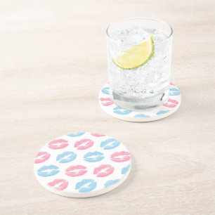 Dessous De Verre En Grès Lèvres bleues et roses Motif, Baguette à lèvres, B