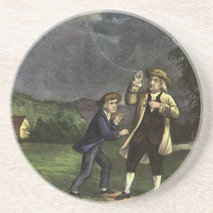 Dessous De Verre En Grès L'expérience du cerf-volant et de la foudre de Ben