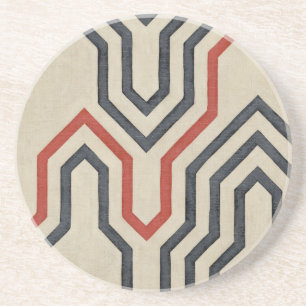 Dessous De Verre En Grès Lignes graphiques orange et bleu