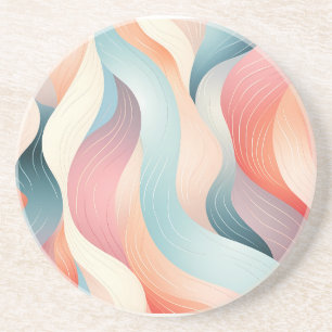 Dessous De Verre En Grès Lignes pastel abstraites modernes