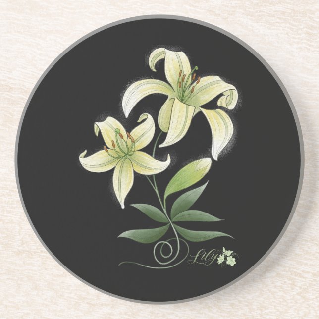 Dessous De Verre En Grès Lilies (Devant)