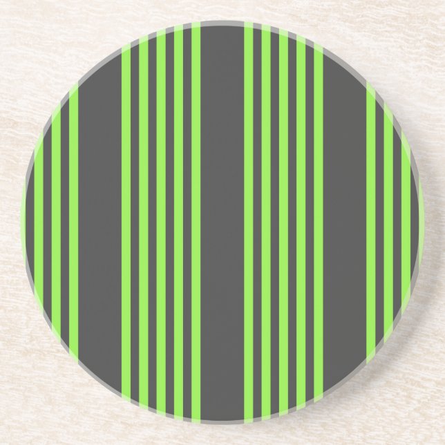 Dessous De Verre En Grès Lime vert et charbon de bois cinq bandes motif (Devant)