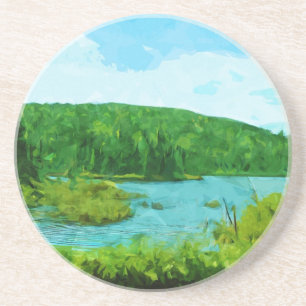 Dessous De Verre En Grès Limites des eaux Canot Zone Minnesota Abstrait