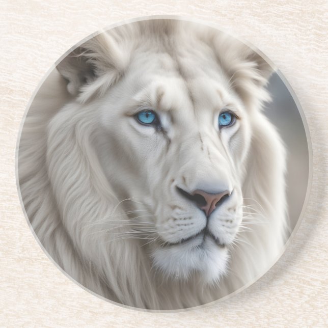 Dessous De Verre En Grès Lion blanc (Devant)