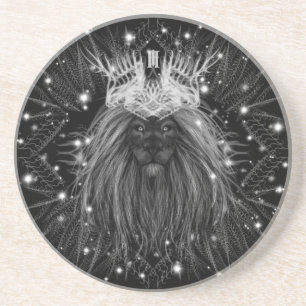 Dessous De Verre En Grès Lion d'étoile avec monogramme de couronne