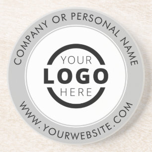 Dessous De Verre En Grès Logo d'entreprise de marque personnalisée Gris pro