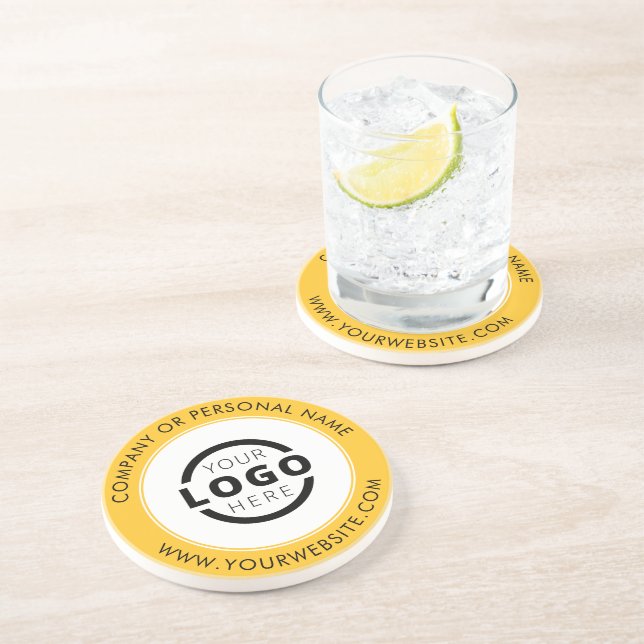 Dessous De Verre En Grès Logo d'entreprise personnalisé promotionnel Jaune (Côté)