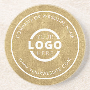 Dessous De Verre En Grès Logo d'entreprise promotionnel personnalisé en or