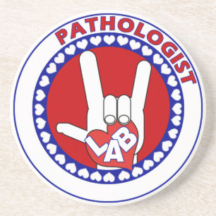 DESSOUS DE VERRE EN GRÈS LOGO PATHOLOGISTE TOUR ASL I LOVE LAB