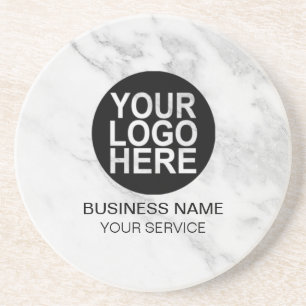 Dessous De Verre En Grès Logo personnalisé d'entreprise Marbre blanc/gris m