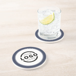 Dessous De Verre En Grès Logo promotionnel personnalisé en bleu