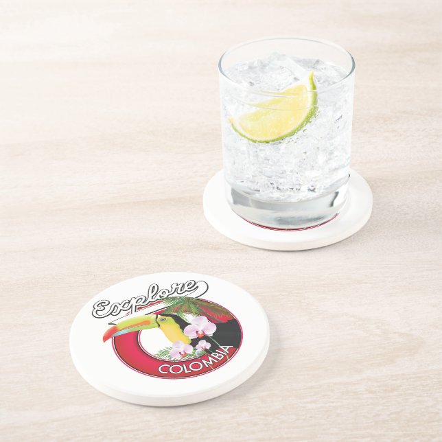 Dessous De Verre En Grès Logo rétro Explore Colombia (Côté)