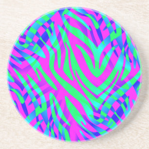 Dessous De Verre En Grès Lost in the Wilds Abstract Colorful Zebra Stripes