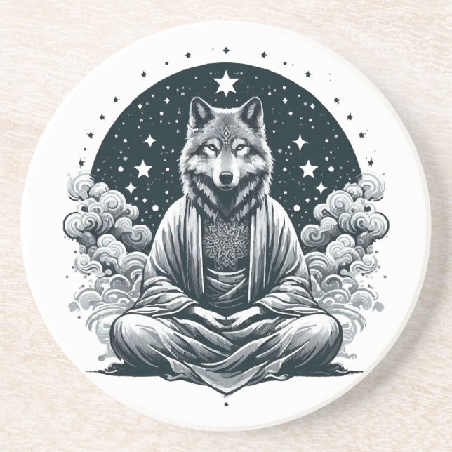 Dessous De Verre En Grès Loup conscient (Devant)