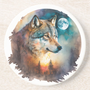 Dessous De Verre En Grès Loup de Dessous de verre de grès de Yellowstone