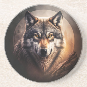 Dessous De Verre En Grès Loup de Dessous de verre de grès de Yellowstone