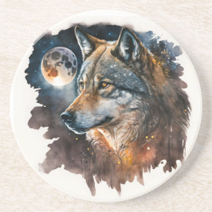 Dessous De Verre En Grès Loup de Dessous de verre de grès de Yellowstone