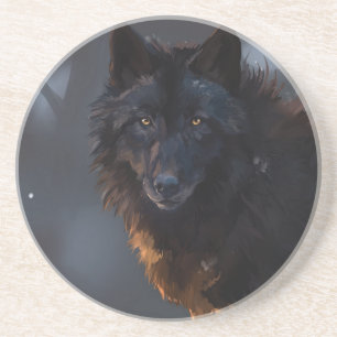 Dessous De Verre En Grès Loup noir