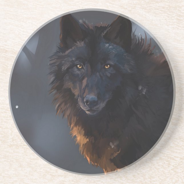 Dessous De Verre En Grès Loup noir (Devant)