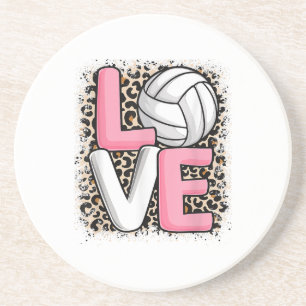 Dessous De Verre En Grès Love Volleyball Empreinte de léopard Filles Volley