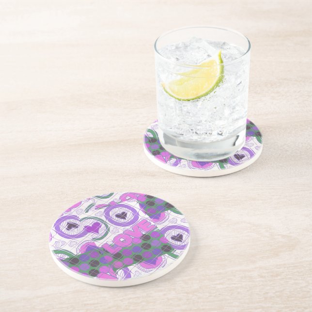 Dessous De Verre En Grès Lovely Love Heart Motif Art Imprimer (Côté)